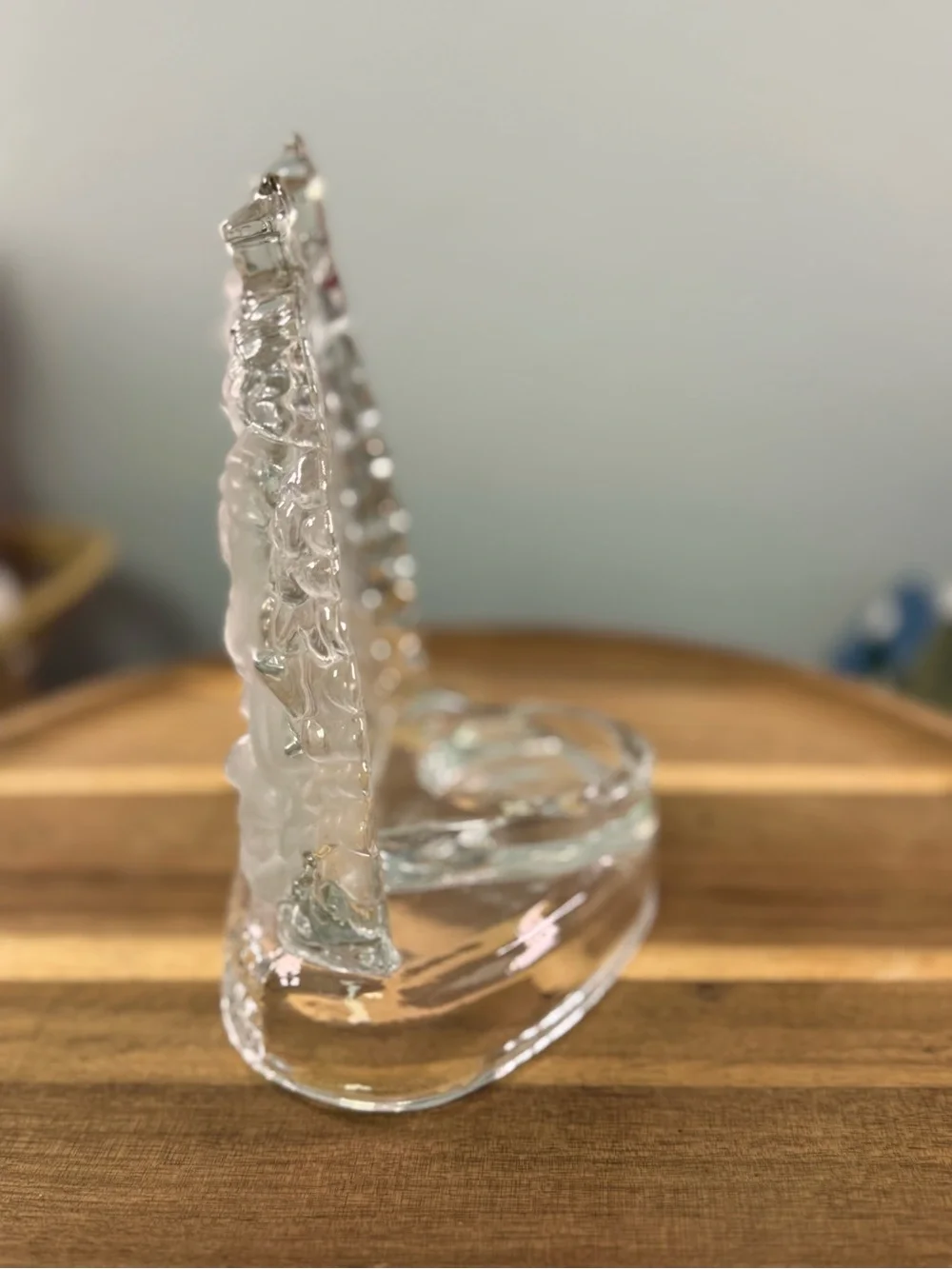 Frosted Clear Glass Holiday Christmas Carolers Figural Candle Holder -